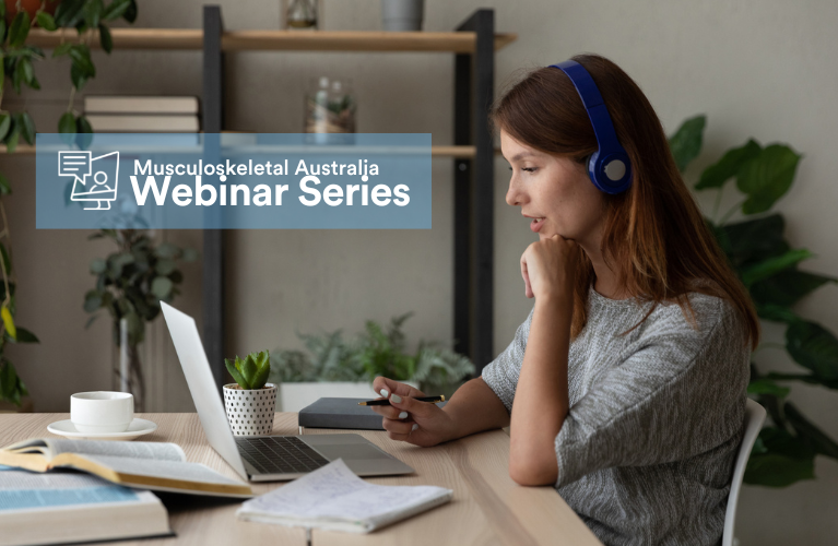 Woman watching webinar