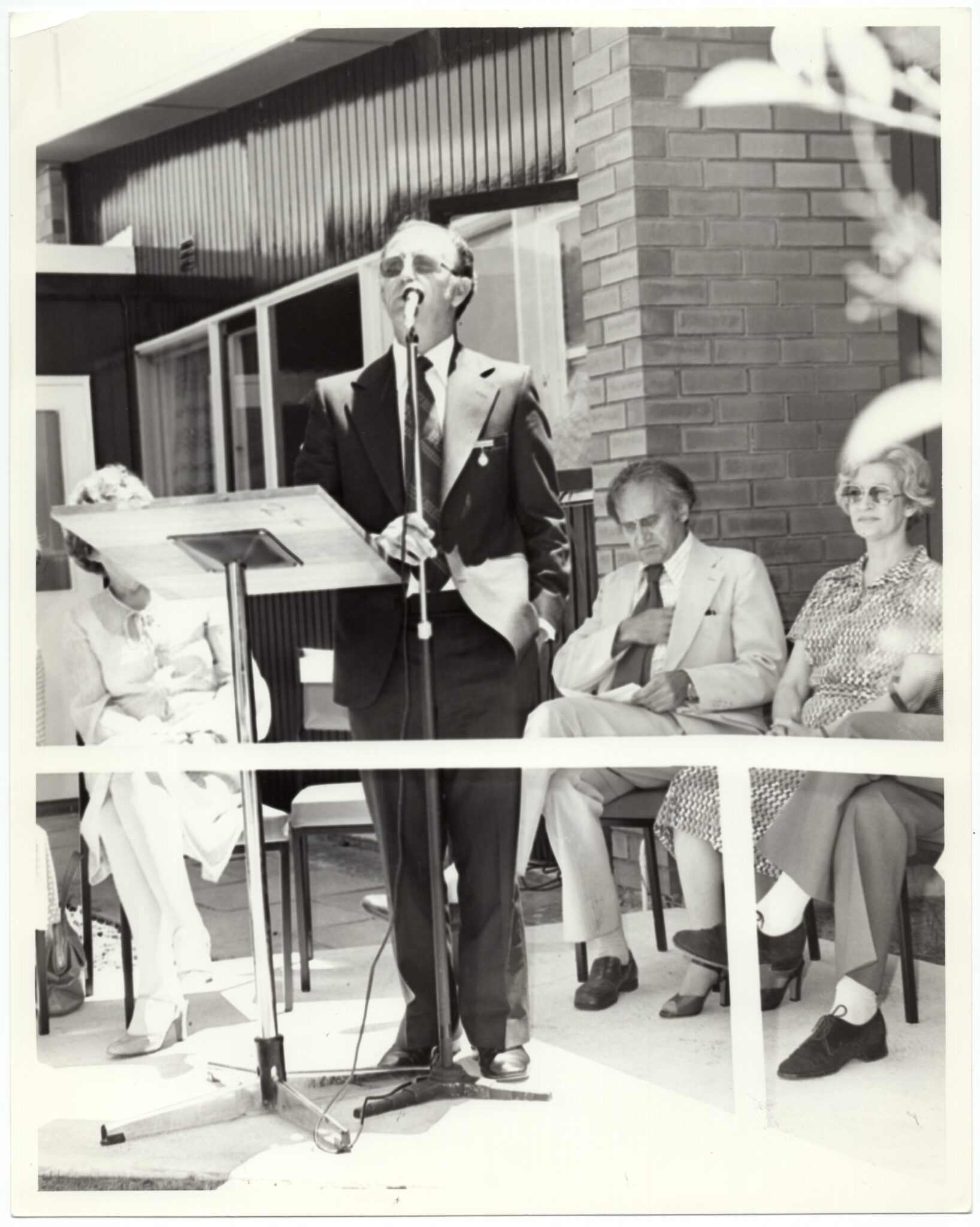 Cr John H Gervasoni (1929-1992), Mayor of Kew, at the official opening of the Rheumatism and Arthritis Association of Victoria's new headquarters, Action House, on the 2nd of December 1978. Action House was located on the grounds of the Royal Talbot Hospital in Kew. Seated behind him are our founder, Dr Leslie Koadlow AO (1920-2006) and Mrs Kathleen Gervasoni, Mayoress of Kew, who officially opened the fete and Christmas Family Fun Day.
