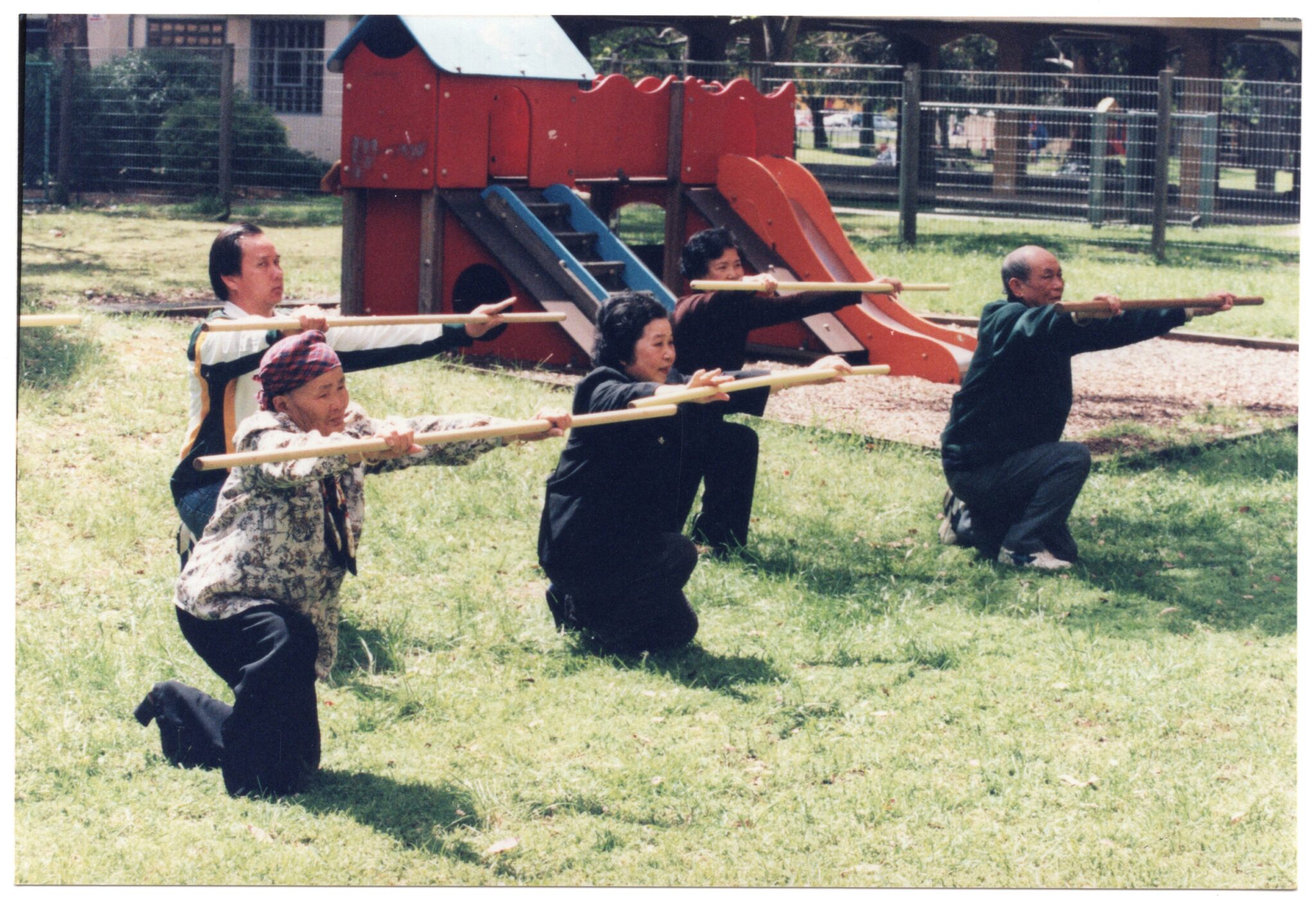 One of the Arthritis Foundation of Victoria's many "Move It Or Lose It" exercise classes - in this case, a pole exercise class for the Vietnamese community, designed for people 60 years of age and over. Circa 1990s to early 2000s